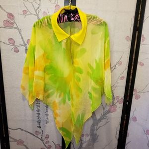 Incredible Yellow & Lime Shear VINTAGE Cape